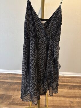 BCBG Black & White Printed Spaghetti Strap Mini Dress